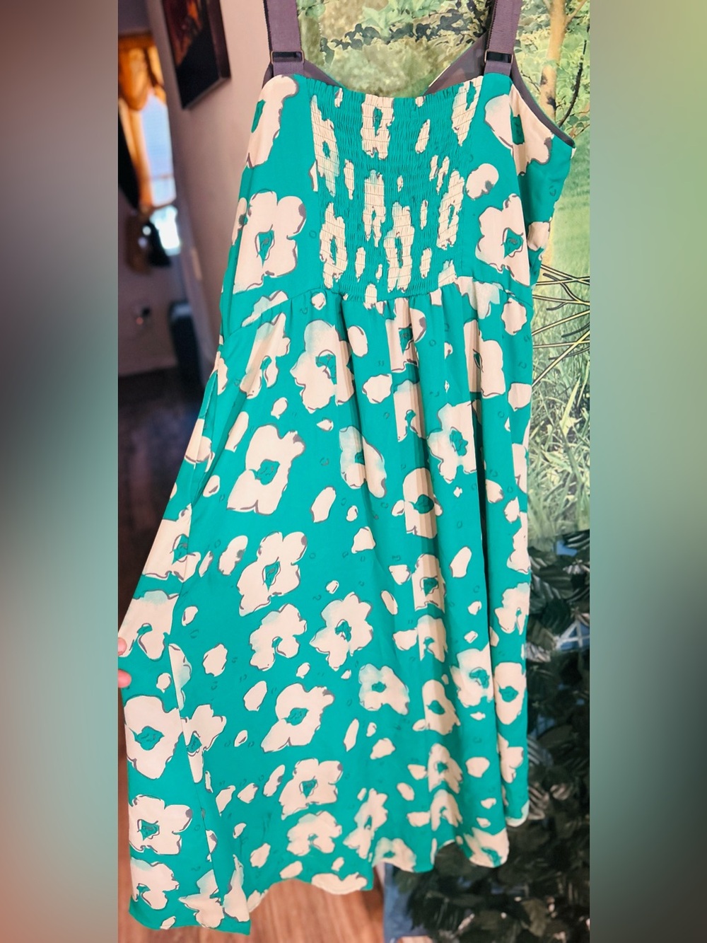 "I Heart Ronson" Floral Green
Chiffon Smocked Lined V-Neck high/Low Midi Dress L - Picture 11 of 16
